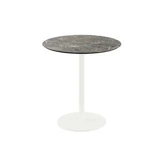 Mesa de Bistrô Design Urban - Base Branca e Tampo Mármore Galaxy - Diâmetro 70 cm