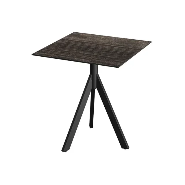 Bistro Table Square 70x70 cm - HPL Top Wood Effect Riverwashed & Infinity Tripod Black Base