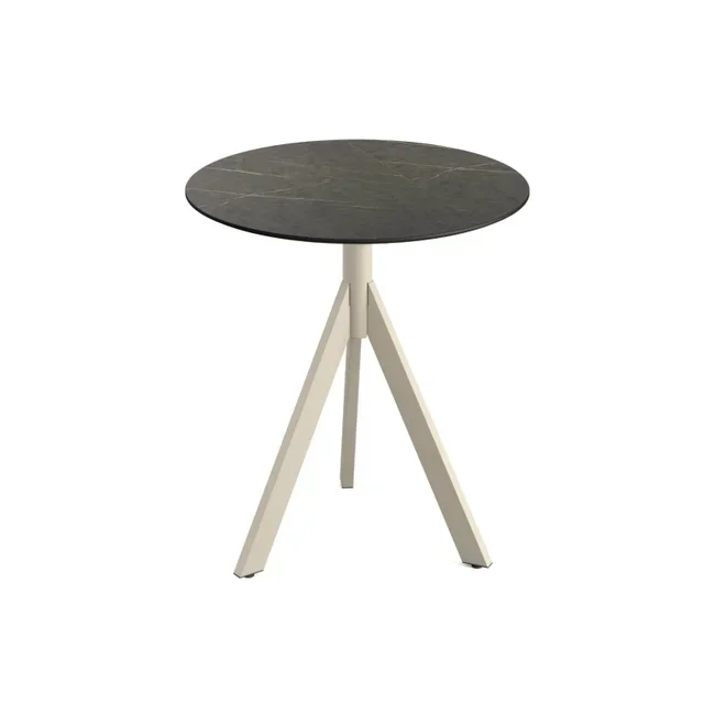 Bistro Table Ø 70 cm - HPL Midnight Marble Top & Infinity Tripod Sand Base