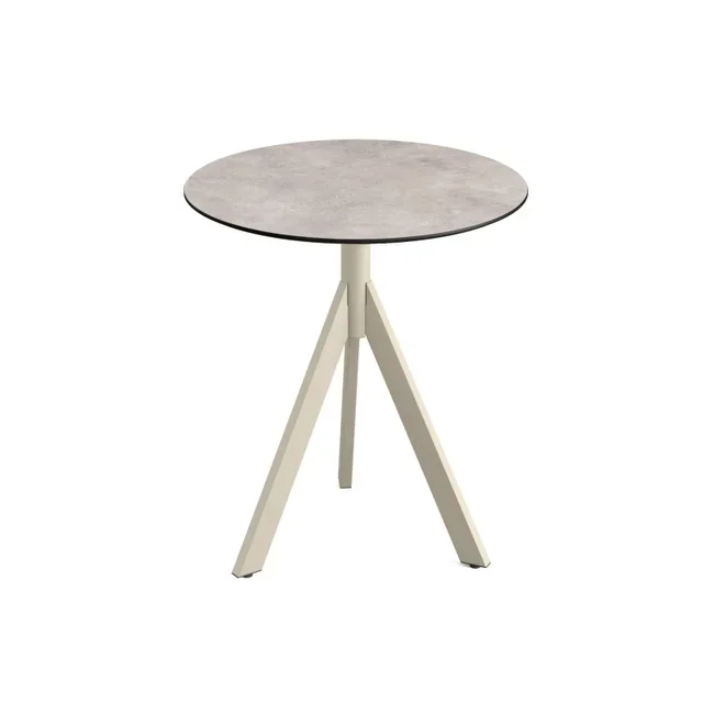 Bistro Table Sand Infinity Tripod Base HPL Moonstone Top Diameter 70 cm