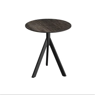 Bistro Table Ø 70 cm - Infinity Tripod Black Metal Base and Riverwashed HPL Wood Top