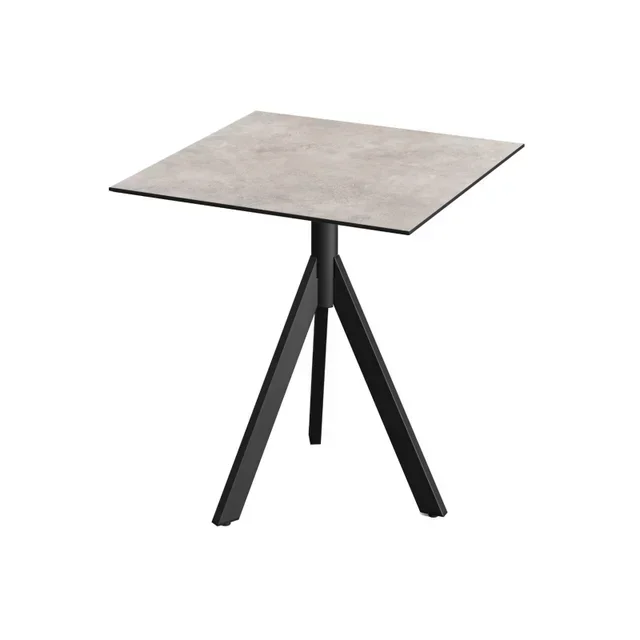 Bistro Design Table Black Infinity Tripod Base HPL Moonstone Top 70x70 cm
