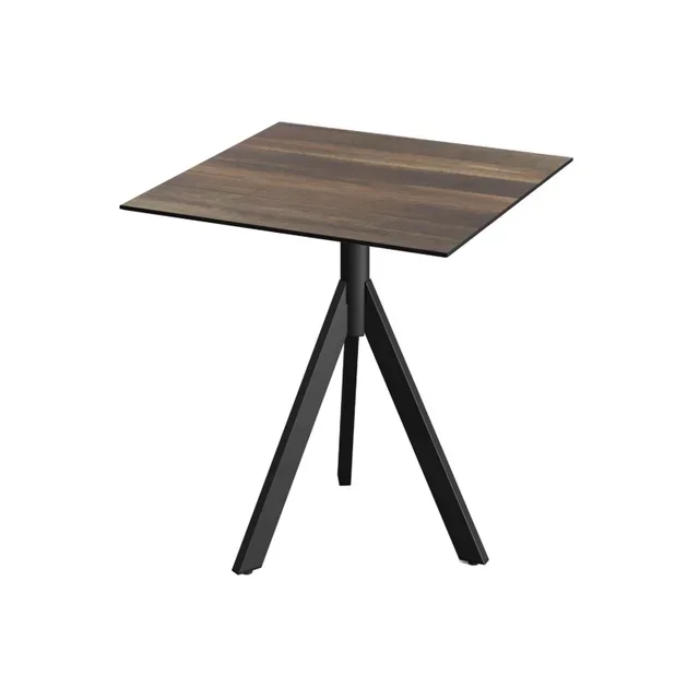 Bistro Table Design Infinity Tripod Black Tropical Wood HPL Top 70x70 cm