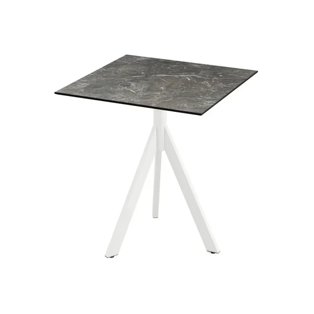 Bistro Table Infinity Tripod White Legs and HPL Galaxy Marble Effect Top 70x70 cm