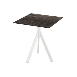 Bistro Table Infinity Tripod White Base and HPL Riverwashed Wood Top 70x70 cm