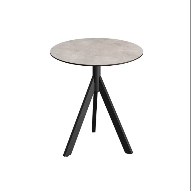 Bistro Tripod Infinity Table Black HPL Moonstone Top Ø70 cm
