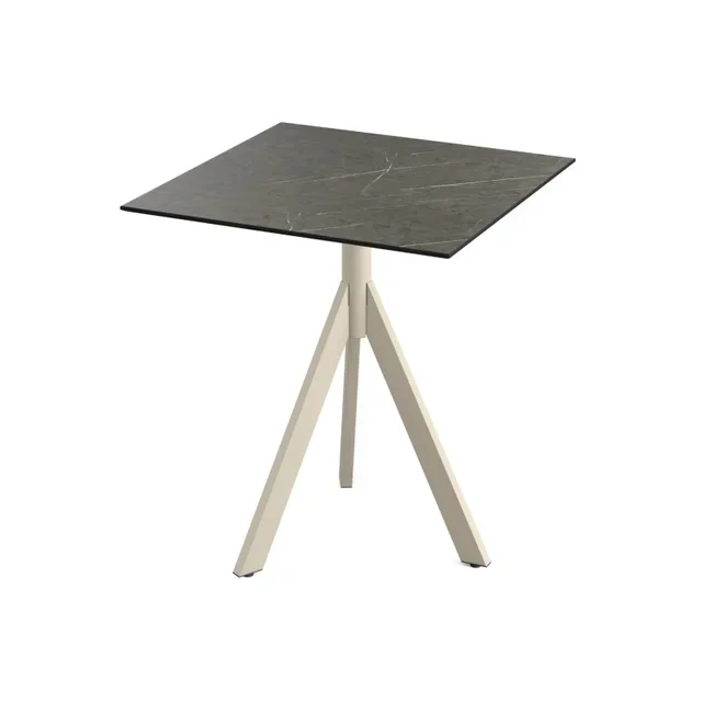 Bistro Table Infinity Tripod Base Sand and HPL Midnight Marble Top 70x70 cm