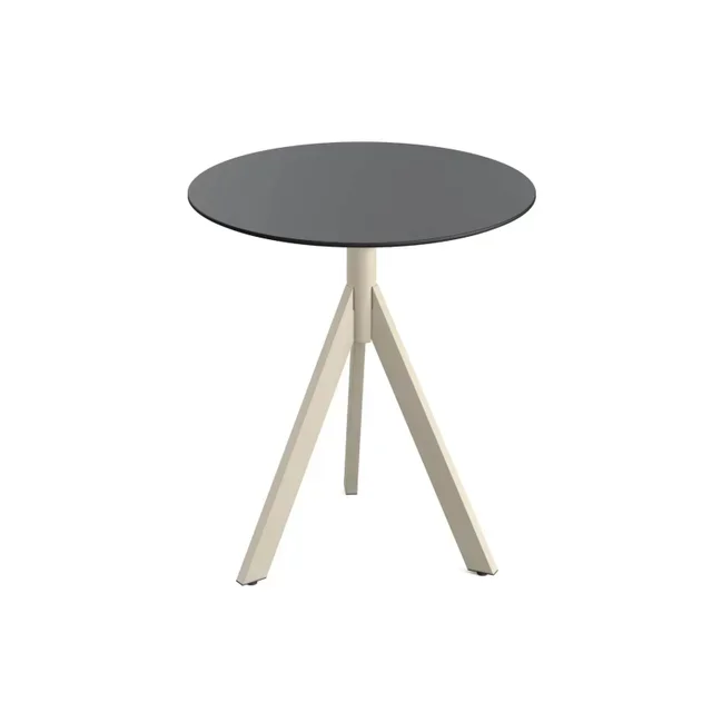 Bistro Table Infinity Tripod Base Sand and HPL Black Top Ø 70 cm