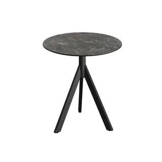 Bistro Table Infinity Tripod Base Black and Galaxy Marble Effect HPL Top - Round 70 cm