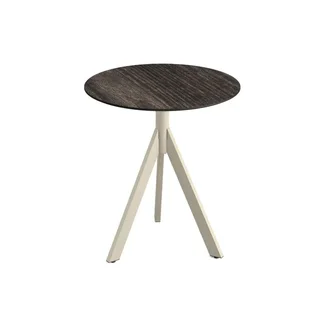 Bistro Table Sand Infinity Tripod Base HPL Riverwashed Wood Top Ø70 cm
