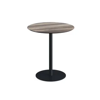 Table de Bistrot Urban Ø70 cm - Piètement Métal Noir et Plateau Bois Tropical