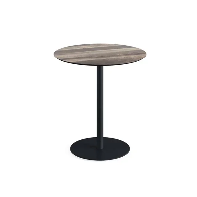 Tavolo da Bistrot Urban Ø 70 cm - Struttura Nera e Piano in Legno Tropicale