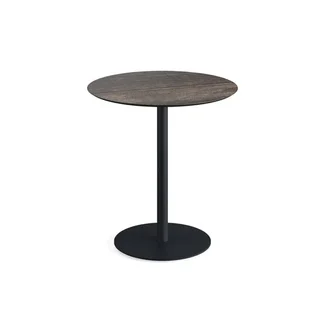 Tavolo Bistrot Urbano Base Nera Piano Legno Riverwashed - Diametro 70 cm