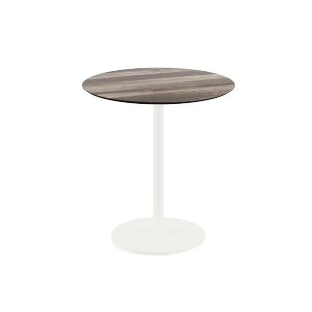 Tavolo da Bistrot Urban 70 cm - Base Bianca e Piano Effetto Legno Tropicale