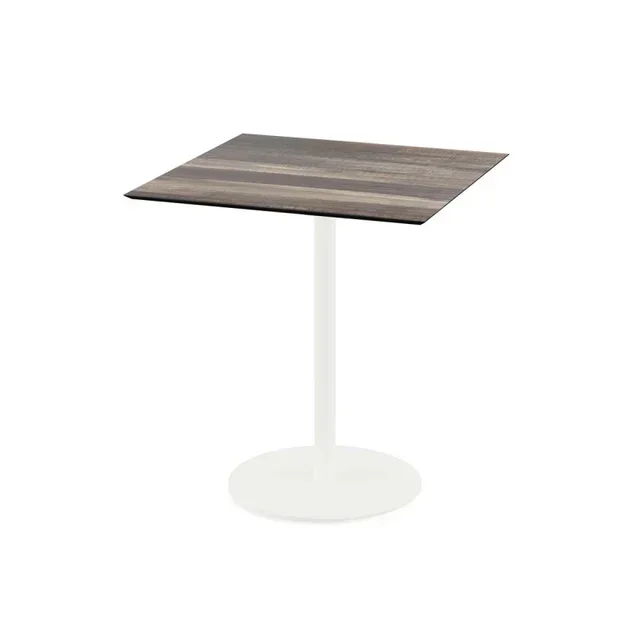 Tavolo da Bistrot Urban 70x70 cm - Base Bianca e Piano in Legno Tropicale