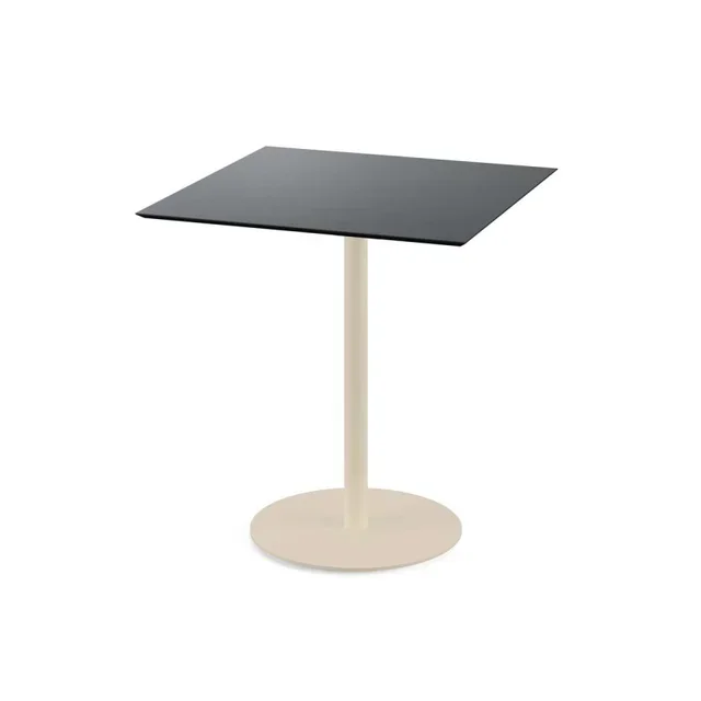 Tavolo Bistrot Quadrato 70x70 cm - Base Sabbia e Piano Nero