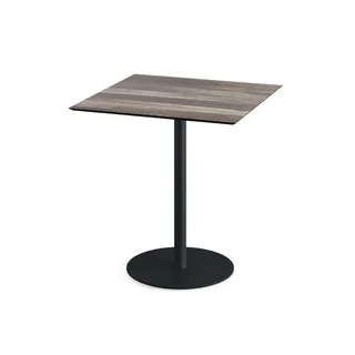 Tavolo Bistrot Quadrato Urban 70x70 cm - Base in Metallo Nero e Piano con Aspetto Legno Tropicale