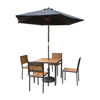 Tavolo da Pranzo Quadrato Acciaio e Legno di Acacia 80 cm