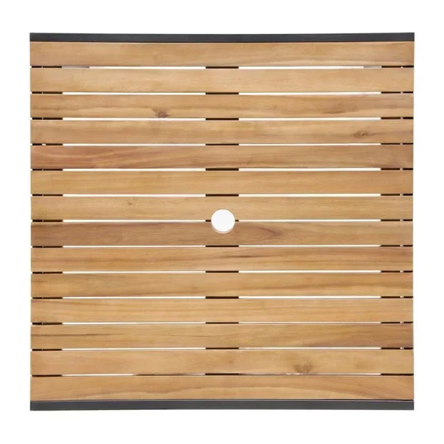 Tavolo da Pranzo Quadrato Acciaio e Legno di Acacia 80 cm