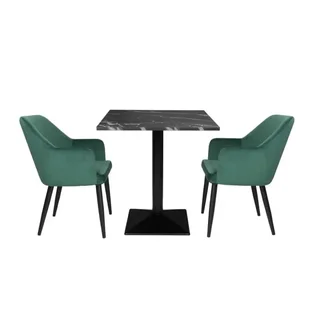 Square Dining Table 70x70 cm - Black Stone Look