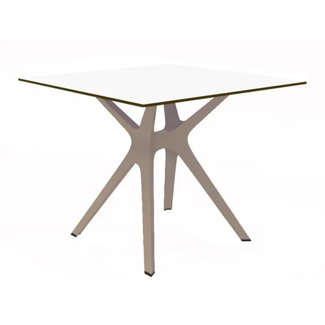 White Square Table Sand Legs 90x90 cm - Contemporary Design