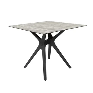 Square Solid Wood Table Black Metal Legs 90x90 cm