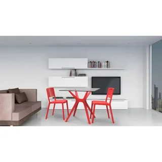 Square Solid Wood Table Black Metal Legs 90x90 cm