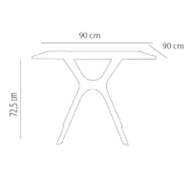 Square Solid Wood Table Black Metal Legs 90x90 cm