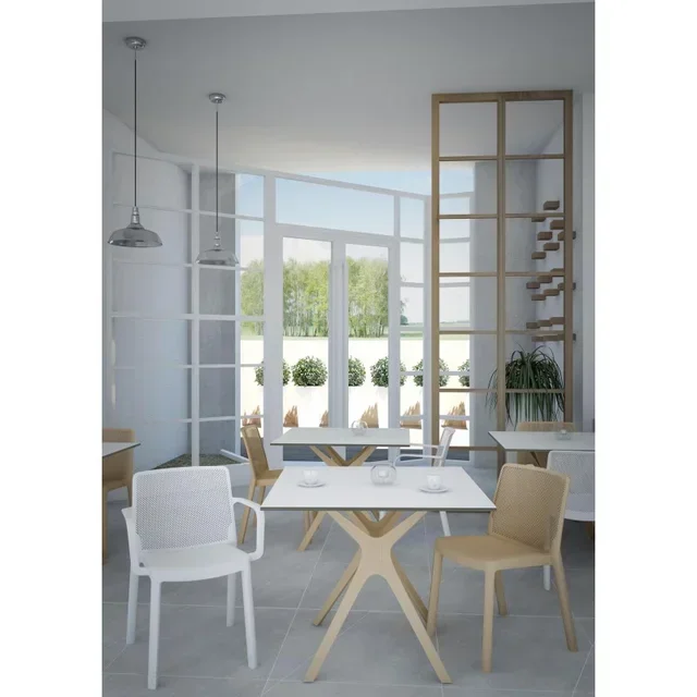 Square Solid Wood Table Black Metal Legs 90x90 cm