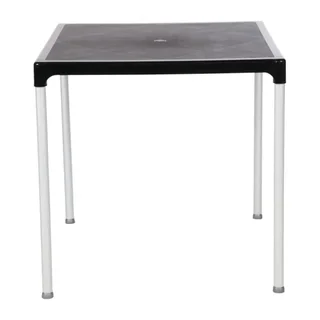 Square Table Black Aluminum Legs 75 cm