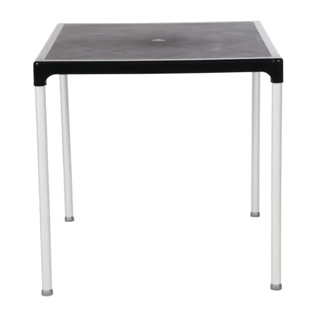 Square Table Black Aluminum Legs 75 cm