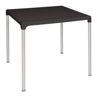 Square Table Black Aluminum Legs 75 cm