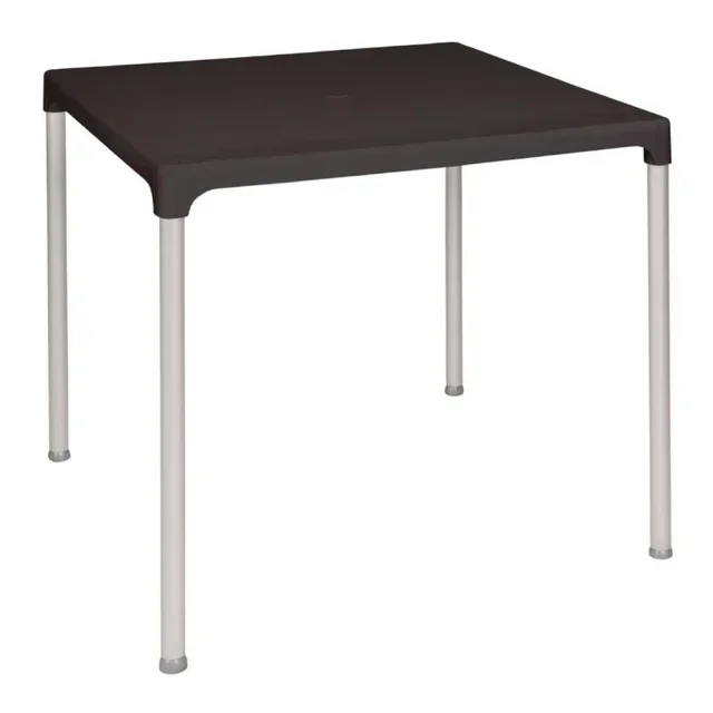 Square Table Black Aluminum Legs 75 cm