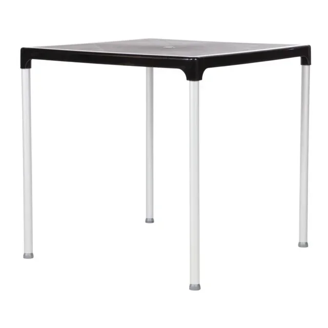 Square Table Black Aluminum Legs 75 cm