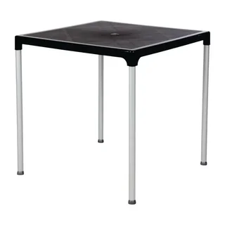 Square Table Black Aluminum Legs 75 cm