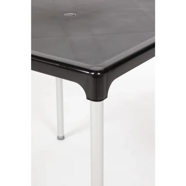 Square Table Black Aluminum Legs 75 cm
