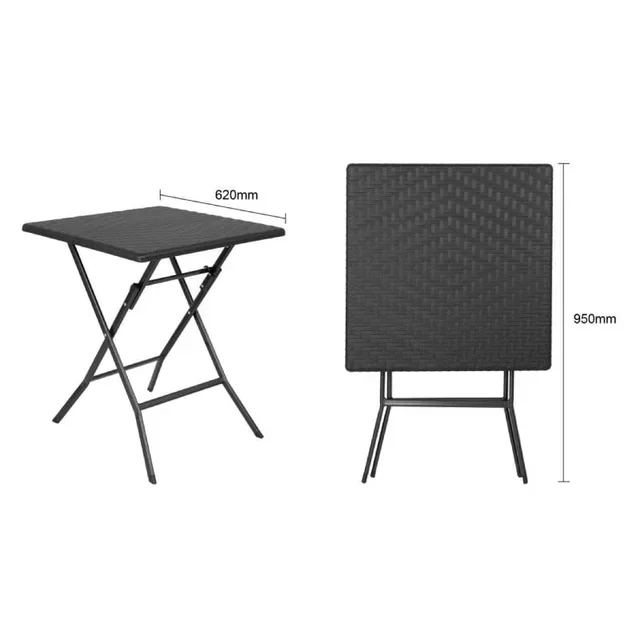 Table Carrée Pliable Noire 62x62 cm - Console Extensible