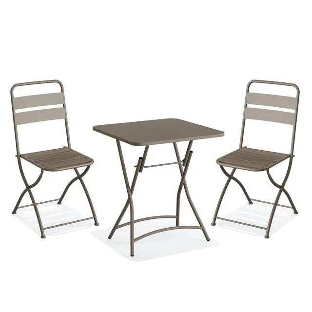 Folding Bistro Table and Chairs Set - Metal - Cappuccino