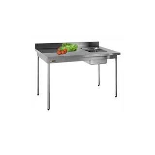 Mesa de Preparação Chef com Cuba Direita + Prateleira - Largura 140 cm