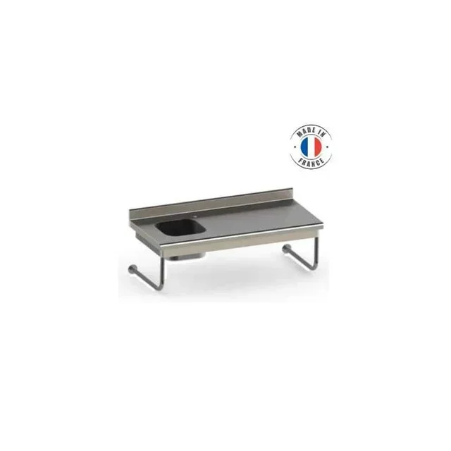 Wall-Mounted Chef Table with Left Sink - Length 2000 mm