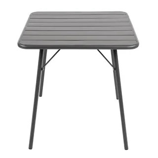 Tavolo da Giardino Quadrato Grigio 70x70 cm in Acciaio con Piano a Doghe