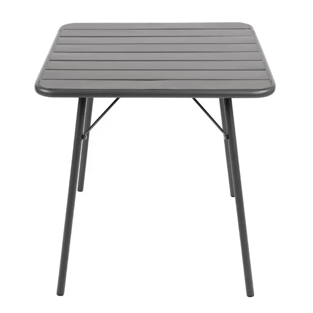 Tavolo da Giardino Quadrato Grigio 70x70 cm in Acciaio con Piano a Doghe