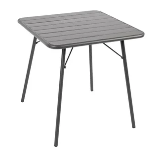 Tavolo da Giardino Quadrato Grigio 70x70 cm in Acciaio con Piano a Doghe