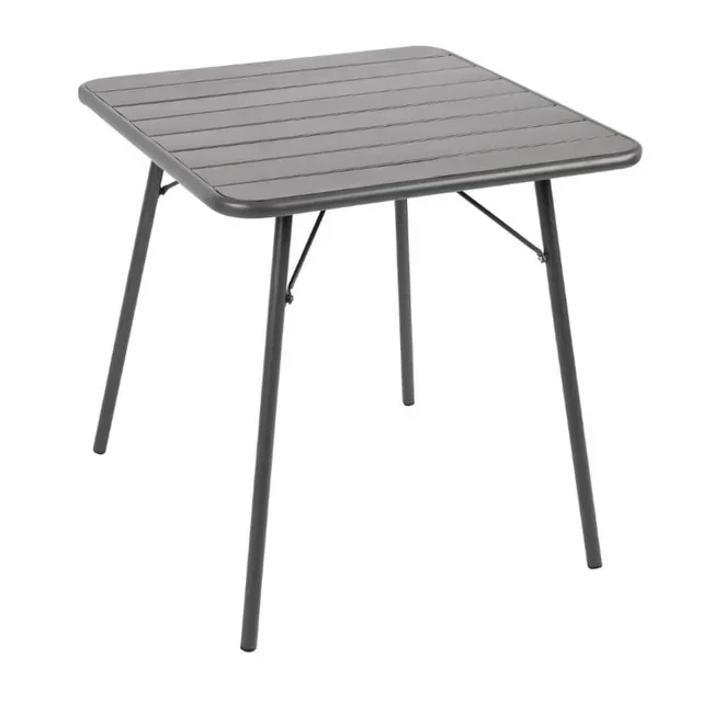 Tavolo da Giardino Quadrato Grigio 70x70 cm in Acciaio con Piano a Doghe
