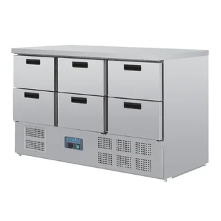 Mesa Refrigerada Preparação Aço Inoxidável 6 Cubas GN 1/1