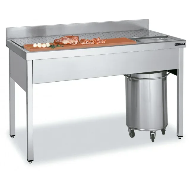 Professional Stainless Steel Cutting Table L1400xW700 mm - Meat and Fish Preparation