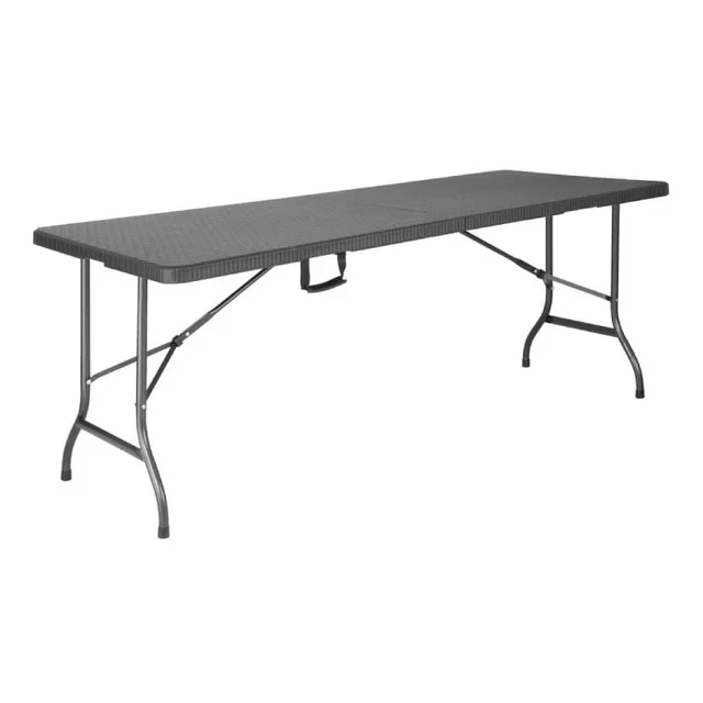 Mesa de Jardín Plegable Rectangular Ratán Negro - 182,9 x 72,8 cm