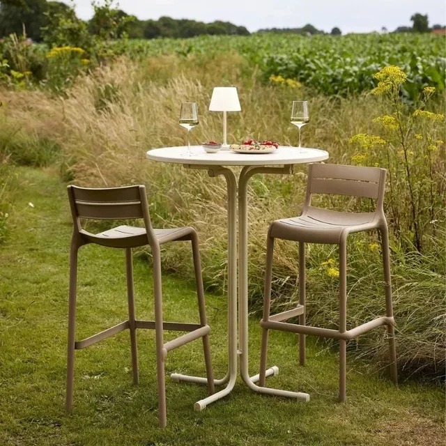 Mesa Alta Berlin Redonda Ø80 cm - Acabamento Areia