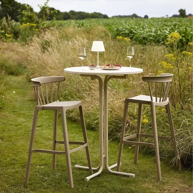 Mesa Alta Berlin Redonda Ø80 cm - Acabamento Areia