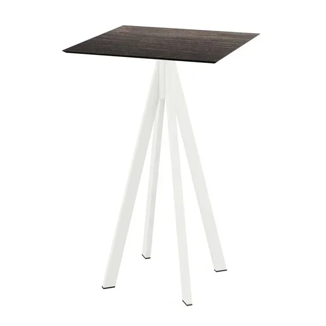 Mesa Bistrô Infinity Estrutura Branca e Tampo Madeira Riverwashed - 70 x 70 cm